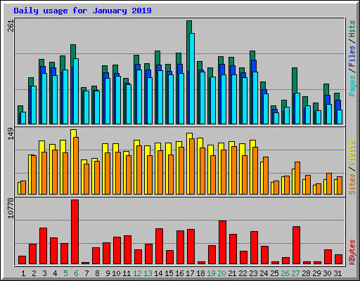 Daily usage for January 2019