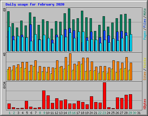 Daily usage for February 2020