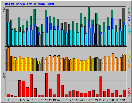 Daily usage for August 2020