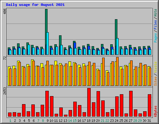 Daily usage for August 2021